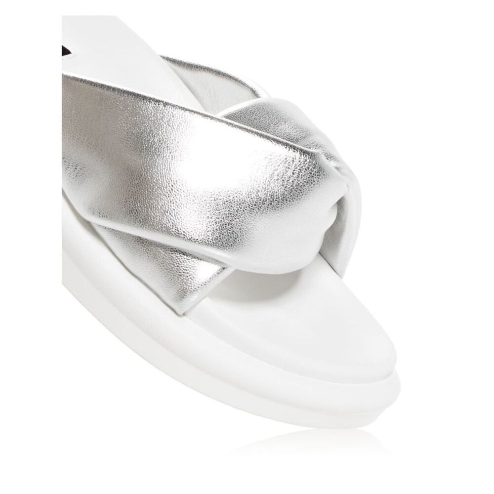 AQUA Womens Silver Ryle Round Toe Platform Slip On Slide Sandals Shoes 9 M - Picture 4 of 4